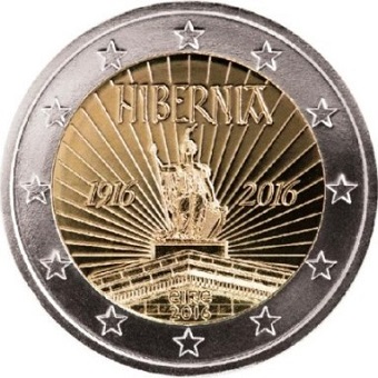 2 euros commémorative 2016 Irlande Hibernia 100ème anniversaire de l'insurrection de Pâques, centenaire du soulèvement de Pâques 1916 en Irlande