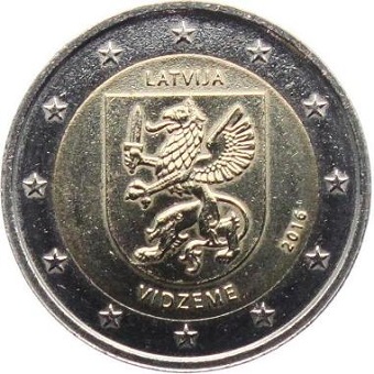 2 euros commémorative 2016 Lettonie la region Vidzeme