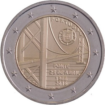 2 euros commémorative 2016 Portugal 50ème anniversaire du pont du 25 avril