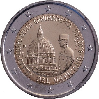 2 euros commémorative 2016 Vatican 200ème anniversaire du Corps de gendarmerie de l’État de la Cité du Vatican