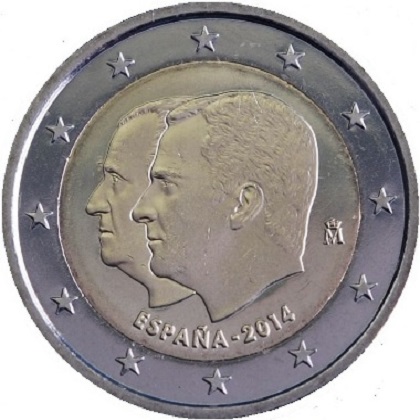 2 euro 2014 commémorative Espagne le changement du chef de l’État