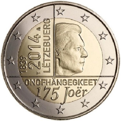 2 euro commémorative 2014 Luxembourg 175ème anniversaire de l'indépendance du Luxembourg