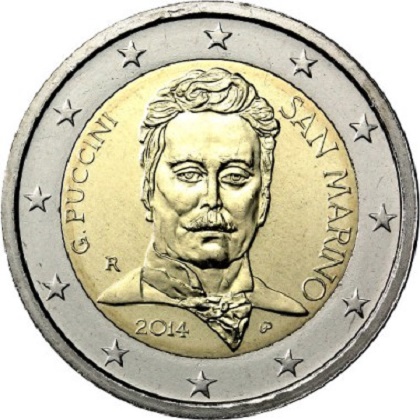 2 euro 2014 commémorative de Saint-Marin 90ème anniversaire de la mort de Giacomo Puccini