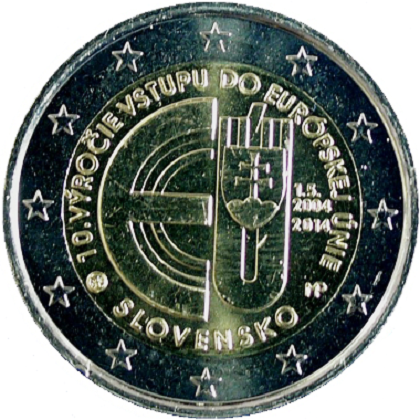 2 euro 2014 commémorative Slovaquie 10ème anniversaire de son entrée dans l'union européenne
