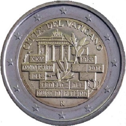 2 euro 2014 commémorative du Vatican 25ème anniversaire de la chute du mur de Berlin