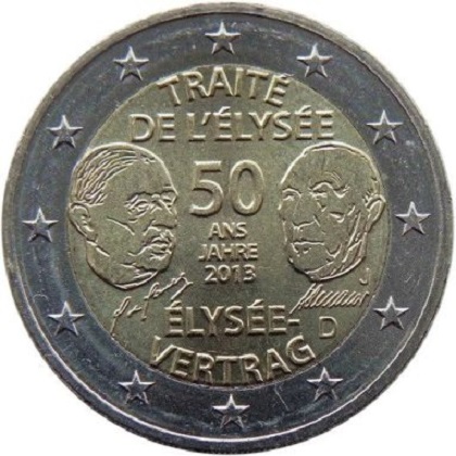 2 euro 2013 commémorative Allemagne 50ème anniversaire de la signature du traité de l'Élysée