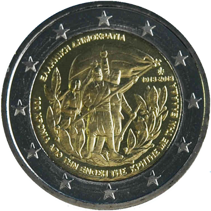 2 euro 2013 commémorative Grèce 100ème anniversaire de l'union de la Crète et de la Grèce