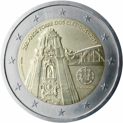 2 euro 2013 commémorative Portugal 250ème anniversaire de la construction de la Torre dos Clérigos