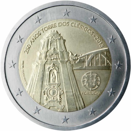 2 euro 2013 commémorative Portugal 250ème anniversaire de la construction de la Torre dos Clérigos