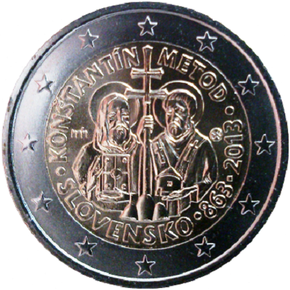 2 euro 2013 commémorative Slovaquie 1150e anniversaire de la mission de Constantin et Méthode en Grande-Moravie