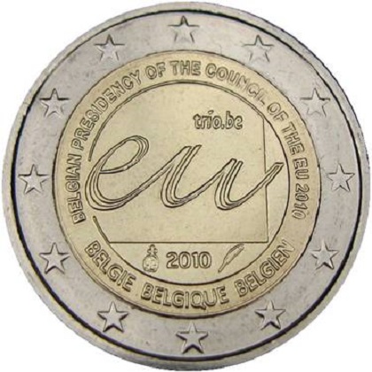 2 euro 2010 commémorative Belgique présidence belge du Conseil de l’Union européenne