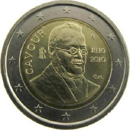 2 euro 2010 commémorative Italie bicentenaire de la naissance du comte de Cavour