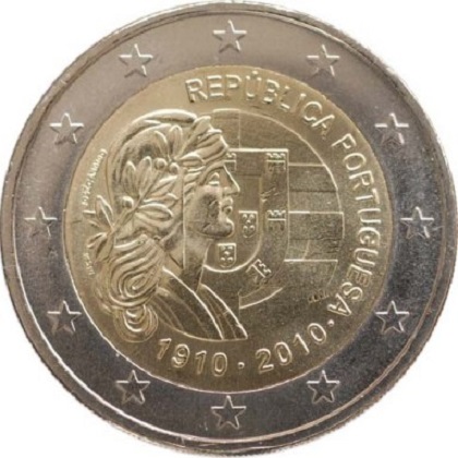 2 euro 2010 commémorative Portugal centenaire de la République portugaise