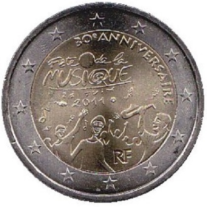 2 euro 2011 commémorative France 30ème anniversaire de la fête de la musique