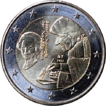 2 euro 2011 commémorative Pays-Bas 500ème anniversaire du livre L'Éloge de la Folie par Érasme