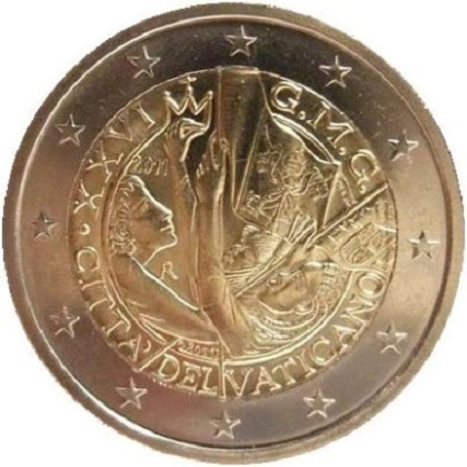 2 euro 2011 commémorative Vatican 26ème Journées mondiales de la jeunesse