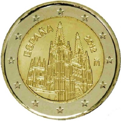 2 euro 2012 commémorative Espagne la cathédrale de Burgos 