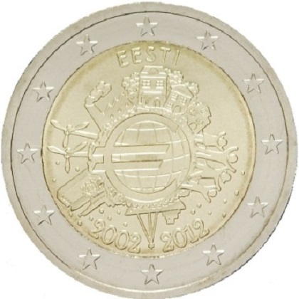 2 euro 2012 commémorative Estonie les dix ans de l'euro