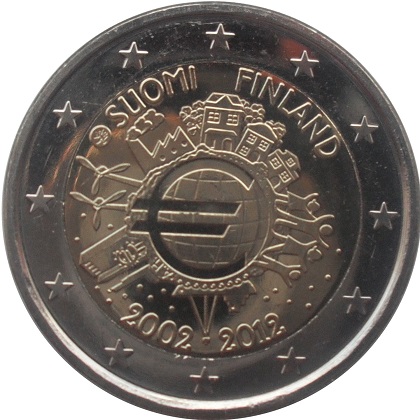 2 euro 2012 commémorative Finlande les dix ans de l'euro