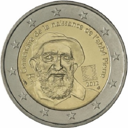 2 euro 2012 commémorative France 100e anniversaire de la naissance de l’abbé Pierre