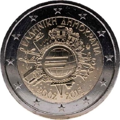 2 euro 2012 commémorative Grèce les dix ans de l'euro