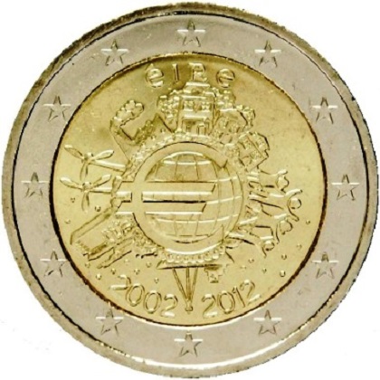 2 euro 2012 commémorative Irlande les dix ans de l'euro
