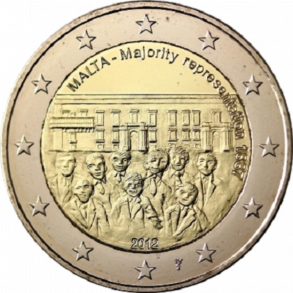 2 euro 2012 commémorative Malte la représentation majoritaire de 1887