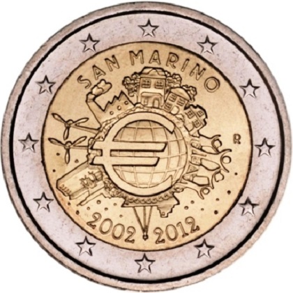 2 euro 2012 commémorative Saint-Marin les dix ans de l'euro