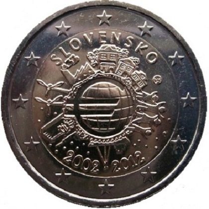 2 euro 2012 commémorative Slovaquie les dix ans de l'euro