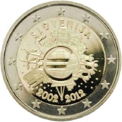 2 euro 2012 commémorative Slovénie les dix ans de l'euro