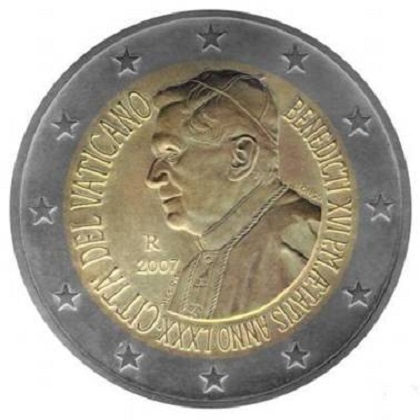 2 euro 2007 commémorative de la Cité du Vatican 80e anniversaire de Sa Sainteté le pape Benoît XVI