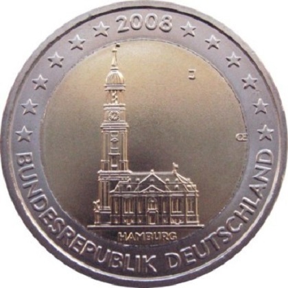 2 euro 2008 commémorative Allemagne Hambourg, église Saint-Michel