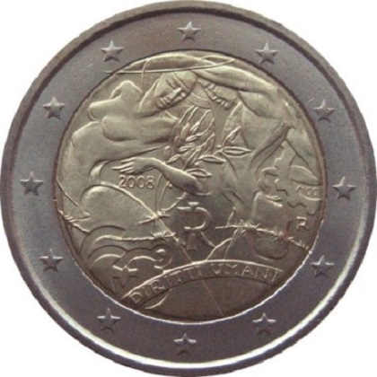 2 euro 2008 commémorative Italie 60e anniversaire de la Déclaration Universelle des Droits de l’Homme