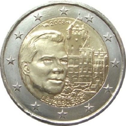 2 euro 2008 commémorative Luxembourg Grand-Duc Henri et le château de Berg