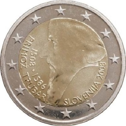 2 euro 2008 commémorative Slovénie 500e anniversaire de la naissance de Primož Trubar