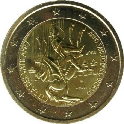 2 euro 2008 commémorative de la cité du Vatican l'année de saint Paul et le bimillénaire de sa naissance