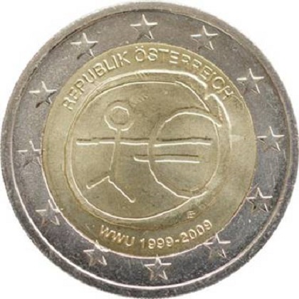 2 euro 2009 commémorative Autriche 10ème anniversaire de l’Union économique et monétaire