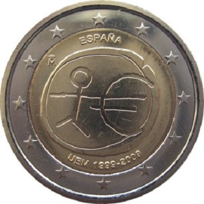 2 euro 2009 commémorative Espagne 10ème anniversaire de l’Union économique et monétaire