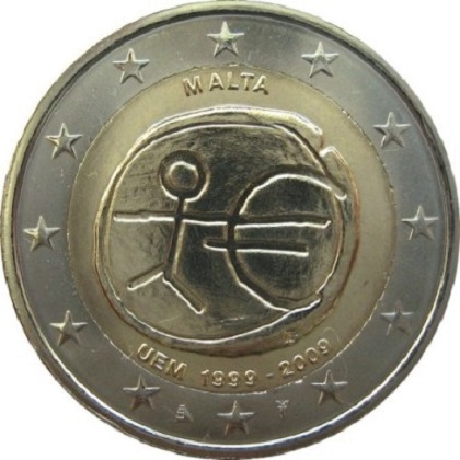 2 euro 2009 commémorative Malte 10ème anniversaire de l’Union économique et monétaire