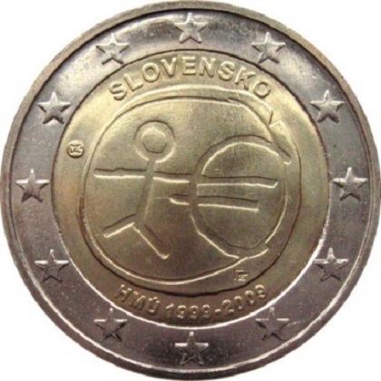 2 euro 2009 commémorative Slovaquie 10ème anniversaire de l’Union économique et monétaire