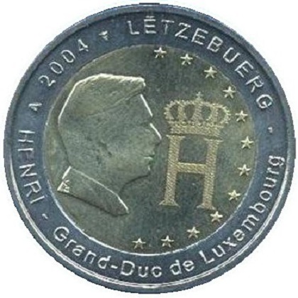 2 euro 2004 commémorative Luxembourg effigie et monogramme du Grand-Duc Henri