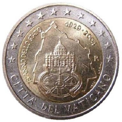 2 euro 2004 commémorative de la cité du Vatican 75ème anniversaire de la fondation de l’État de la Cité du Vatican