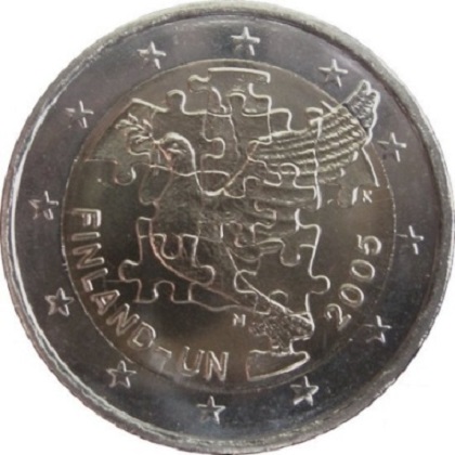 2 euro 2005 commémorative Finlande 60ème anniversaire des Nations unies et 50ème anniversaire de l'adhésion de la Finlande aux Nations unies