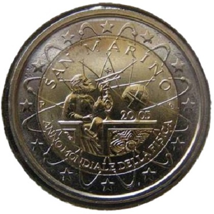 2 euro 2005 commémorative Saint-Marin l'année mondiale de la physique