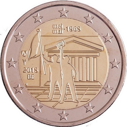 2 euros commémorative 2018 Belgique 50ème anniversaire de la révolte étudiante de mai 1968