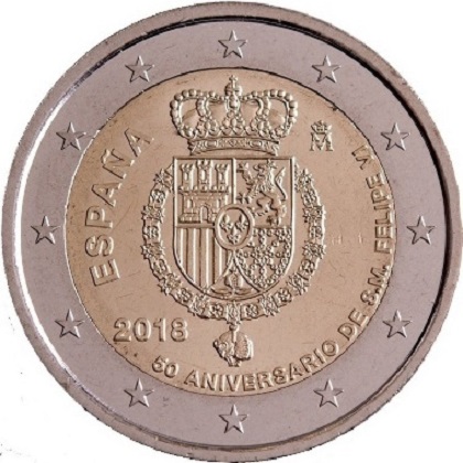 2 euros commémorative 2018 Espagne 50ème anniversaire du roi Felipe VI