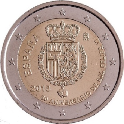 2 euros commémorative 2018 Espagne 50ème anniversaire du roi Felipe VI