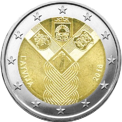 2 euros commémorative 2018 Lettonie centenaire de la fondation des états baltes indépendants
