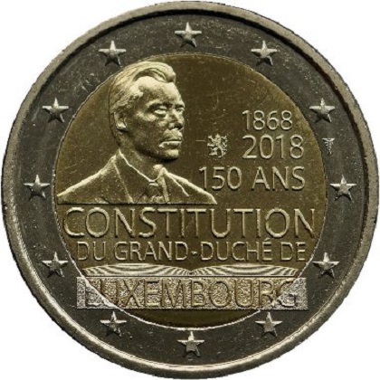 2 euros commémorative 2018 Luxembourg les 150 ans de la constitution du Grand-Duché de Luxembourg