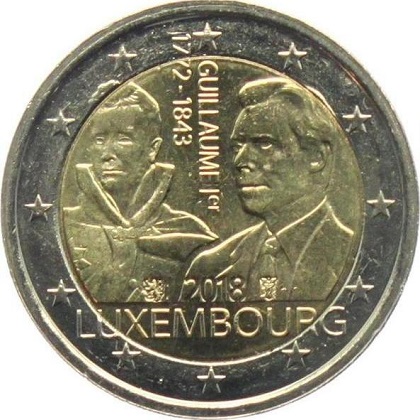 2 euros commémorative 2018 Luxembourg le 175e anniversaire de la mort du grand-duc Guillaume Ier